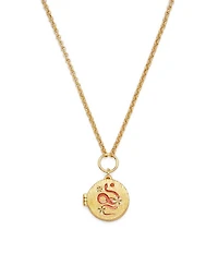 Fable England Snake and Blossom Locket Necklace in Gold