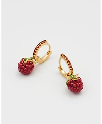 Fable England Orla Raspberry Huggie Earrings in Gold