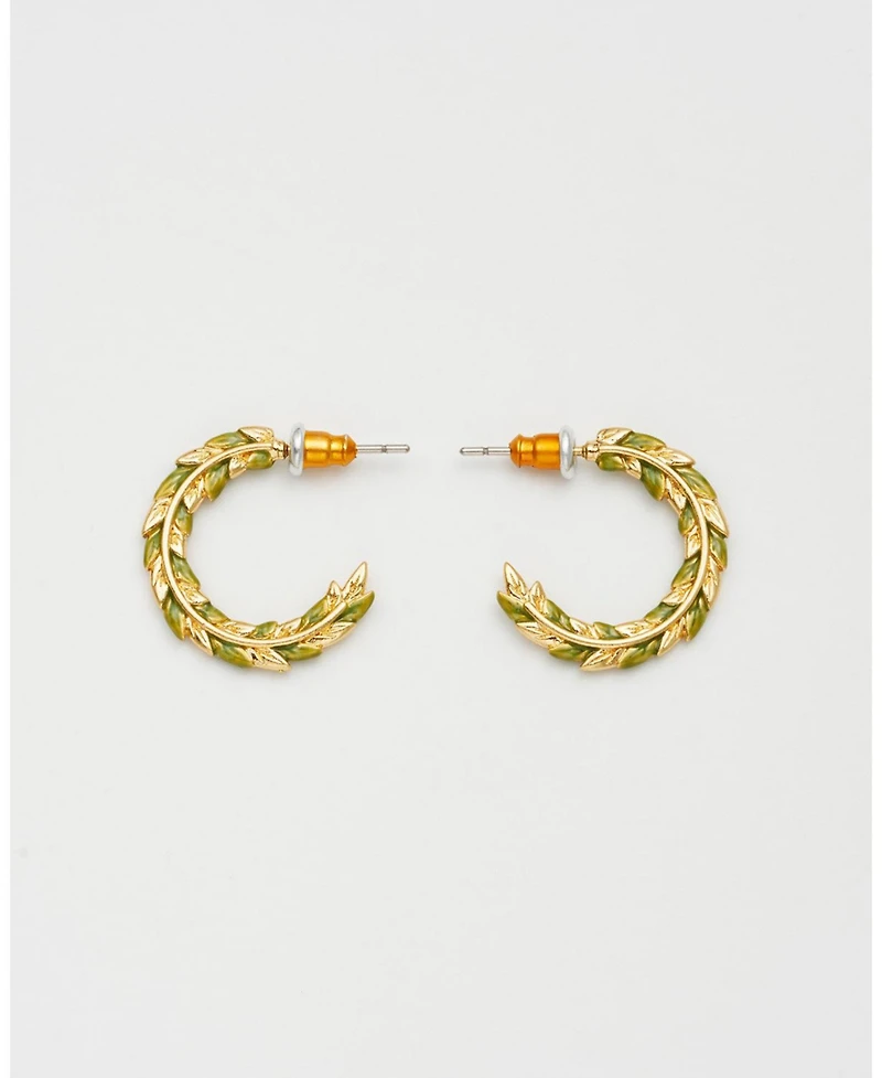 Fable England Wheat Hoop Earrings in Gold