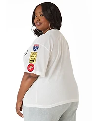 Ashley Stewart Plus God First Patchwork Mesh Jersey