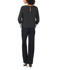 Vince Camuto Women's Contrast-Trim Long-Sleeve Top