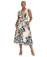 Estelle Women's Johanna Floral Linen Belted Midi Dress