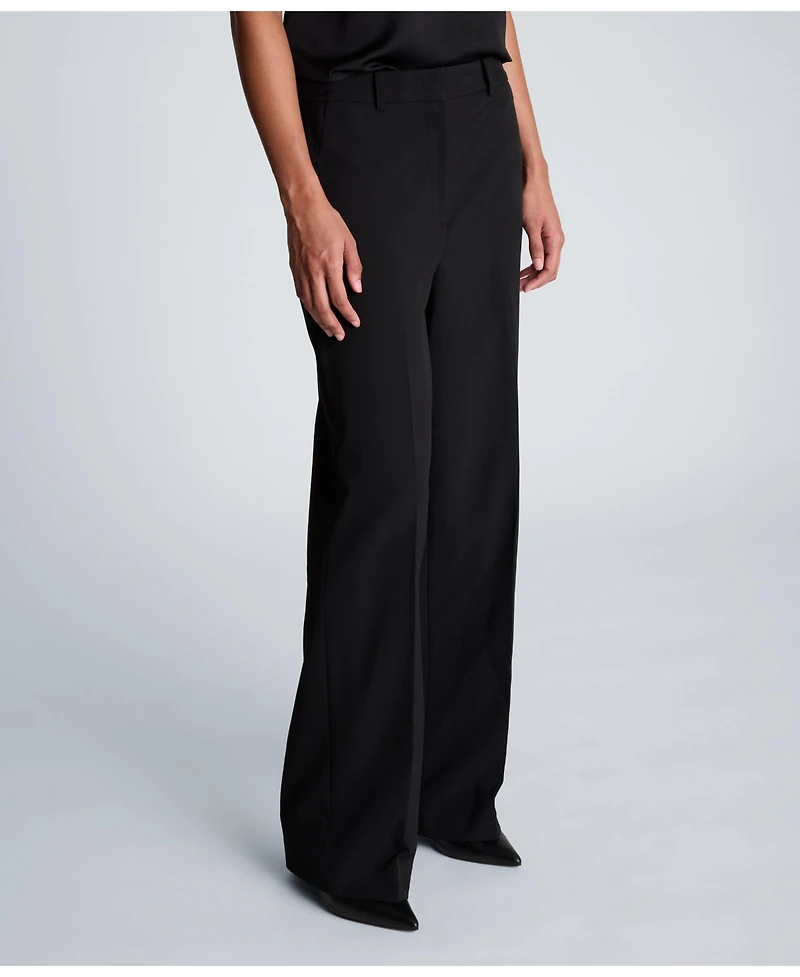 Kenneth Cole Women's Luxe Stretch Twill High Rise Wide-Leg Pants