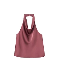Mango Women's Satin Draped Halter Neck Sleeveless Tank Top
