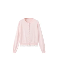 Mango Women's Lightweight Lace Detail Knit Cardigan