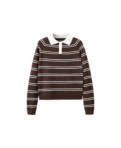 Mango Women's Striped Polo-Neck Sweater