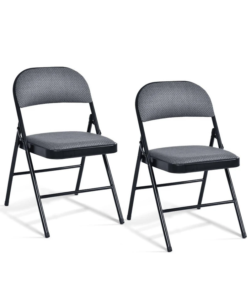 Gouun Set of 2 Folding Chairs with Padded Seat and Fabric Backrest