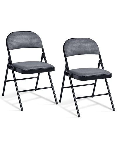 Gouun Set of 2 Folding Chairs with Padded Seat and Fabric Backrest