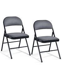 Gouun Set of 2 Folding Chairs with Padded Seat and Fabric Backrest