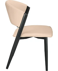 LeisureMod Aspen Modern Dining Chairs Leather Kitchen Side Chair - Open Back and Curved Design, Iron Legs, Accent Seating for Dining Room