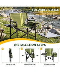 Slickblue Outdoor Folding Camping Chair with Aluminum Frame and Cooler Bag