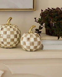 MacKenzie-Childs Mocha Check Mini Pumpkin