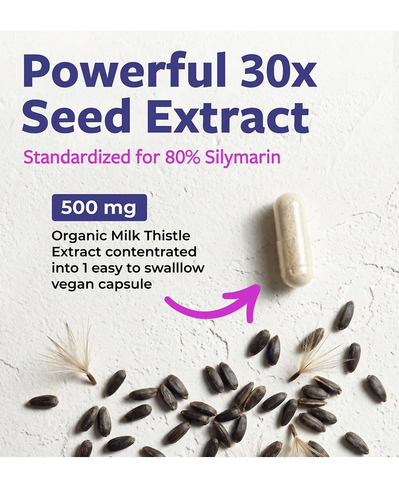 Pure Co Milk Thistle Extract Capsules, 30:1 Extract with 80 Percentage Silymarin, 300 Milligram, 120 Capsules