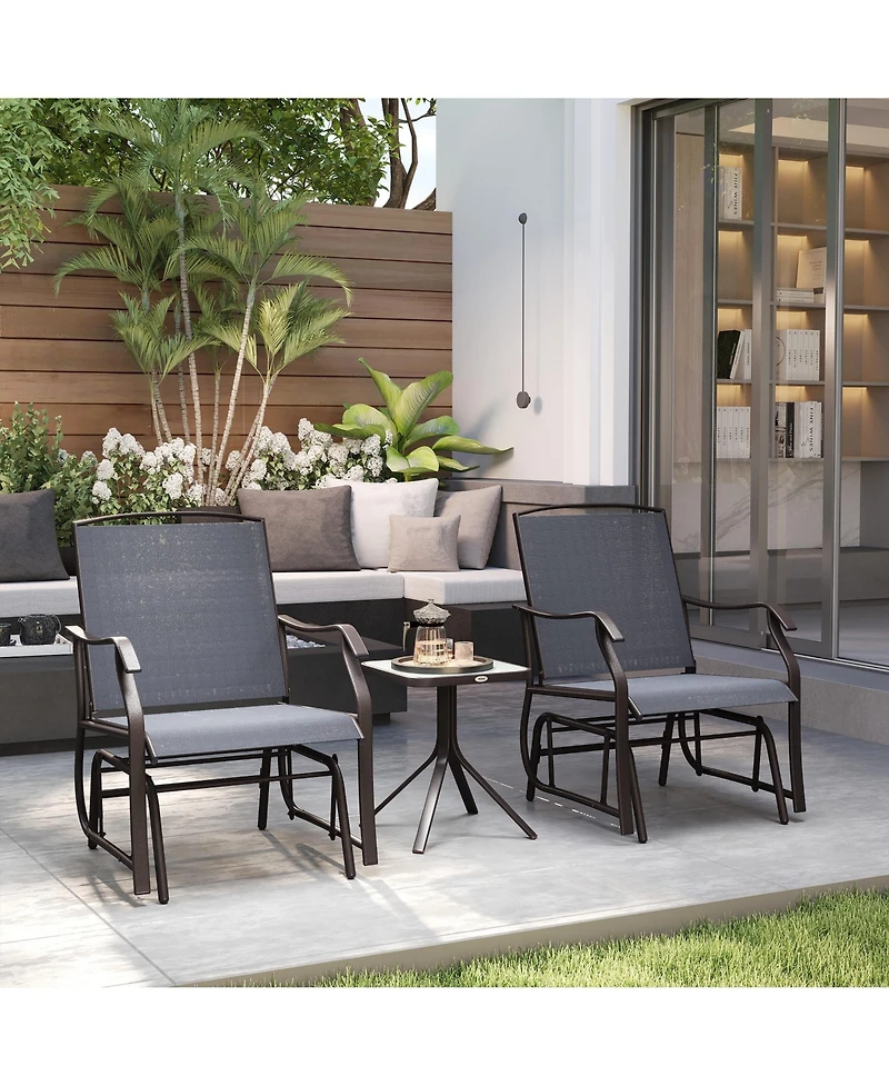 Slickblue 3-Piece Outdoor Rocking Chair Set with 2 Chairs and End Table