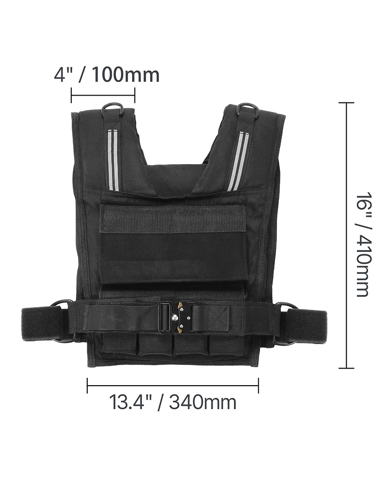 Sugift 35 Lb Adjustable Weighted Vest with 16 Removable Iron Weights and Reflective Stripes