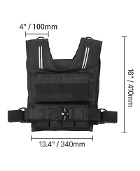Sugift 35 Lb Adjustable Weighted Vest with 16 Removable Iron Weights and Reflective Stripes
