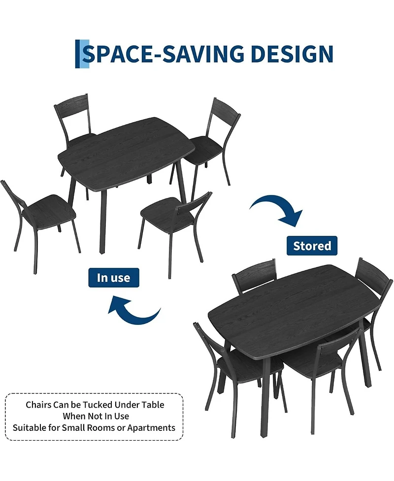 gaomon Dining Table Set for 4 with Trapezoid Back Chairs, 5 Piece 43 Inch Kitchen Table and Chairs Set of 4, Space Saving Square Dining Room Table Set