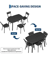 gaomon Dining Table Set for 4 with Trapezoid Back Chairs, 5 Piece 43 Inch Kitchen Table and Chairs Set of 4, Space Saving Square Dining Room Table Set