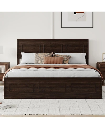 Streamdale Furniture Queen Size Pine Wood Bed with Adjustable Headboard