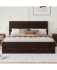 Streamdale Furniture Queen Size Pine Wood Bed with Adjustable Headboard