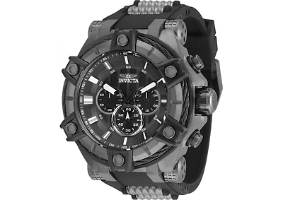 Invicta Bolt 35550 Men's 52mm Quartz Watch - Gunmetal Dial, Gunmetal and Black Steel and Silicone Strap