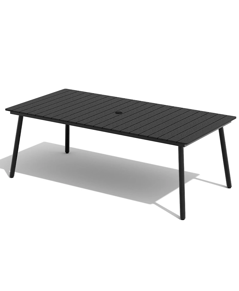 Pellebant Outdoor Rectangle Aluminum Dining Table with Umbrella Hole