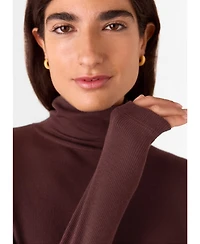 Whistles Women's Essential Ribbed Roll Neck Top
