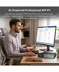 Lenovo ThinkCentre neo 55s Business Sff Desktop, Amd Ryzen 5 220, Amd Radeon Graphics, 8GB DDR5, 256GB Ssd, Wi-Fi 7, Win11 Pro, Black