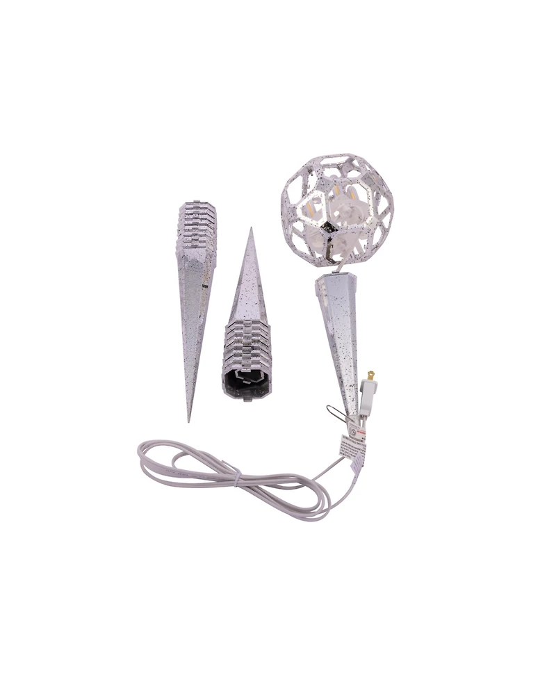 Kurt Adler 24" Warm White Led Silver Crackle Moravian Star
