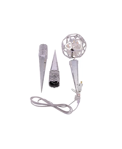 Kurt Adler 24" Warm White Led Silver Crackle Moravian Star