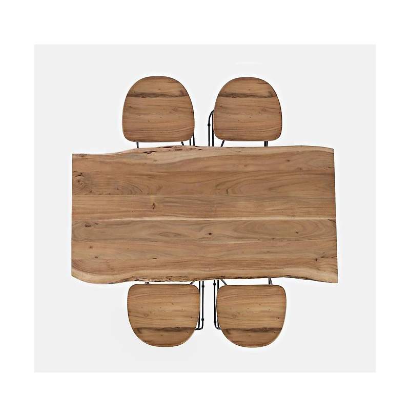 Jofran Solid Acacia 52" Five-Piece Counter Height Dining Set with Backless Barstools