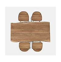 Jofran Solid Acacia 52" Five-Piece Counter Height Dining Set with Backless Barstools