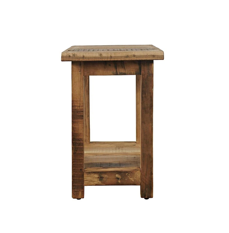 Jofran Reclamation Rustic Reclaimed Solid Wood Chairside End Table with Storage Shelf