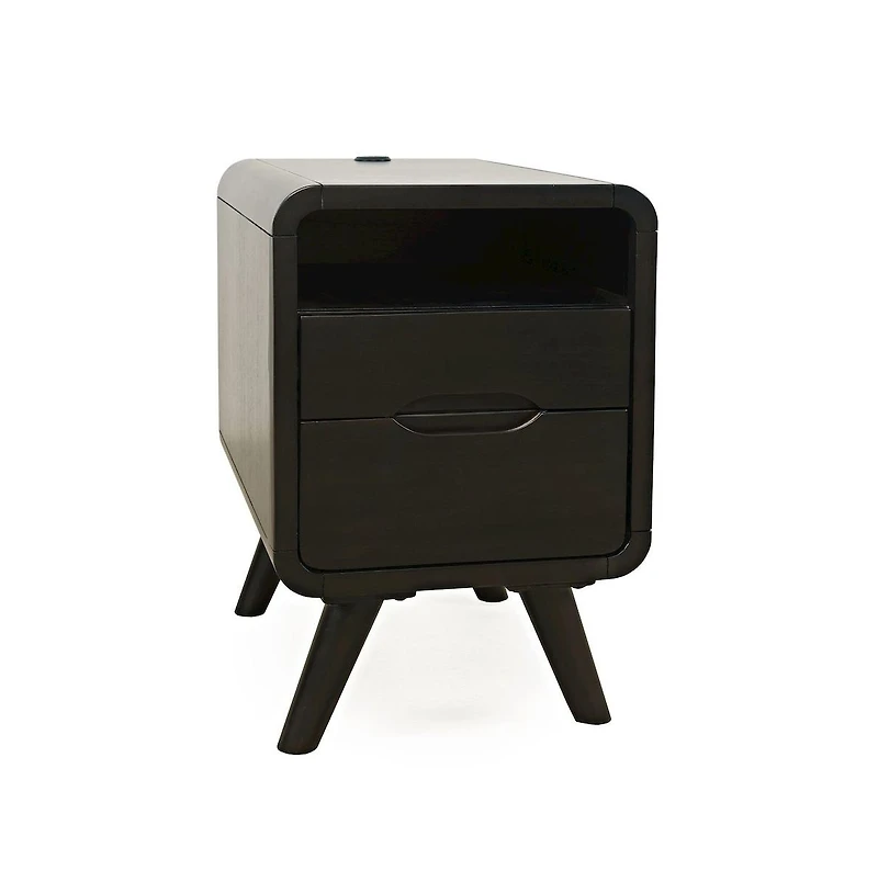 Marlowe Mid-Century Modern Usb Charging Curved Chairside End Table