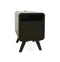 Marlowe Mid-Century Modern Usb Charging Curved Chairside End Table