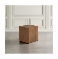 Jofran Sequoia 22" Solid Wood Modern Rustic Cube Carved End Table