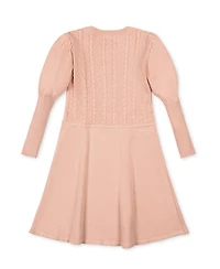 Hope & Henry Girls' 4-16 Long-Sleeve Cable-Knit Puff-Sleeve Sweater Dress