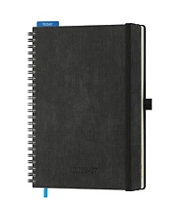 Danrong 18 Month Spiral Bound Academic Planner Vertical Layout Leather Soft Cover With Monthly Tabs Pocket