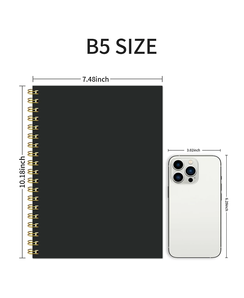 Danrong B5 Spiral Notebook Hardcover 100gsm College Ruled Thick Paper 160 Pages For School Office Note Taking