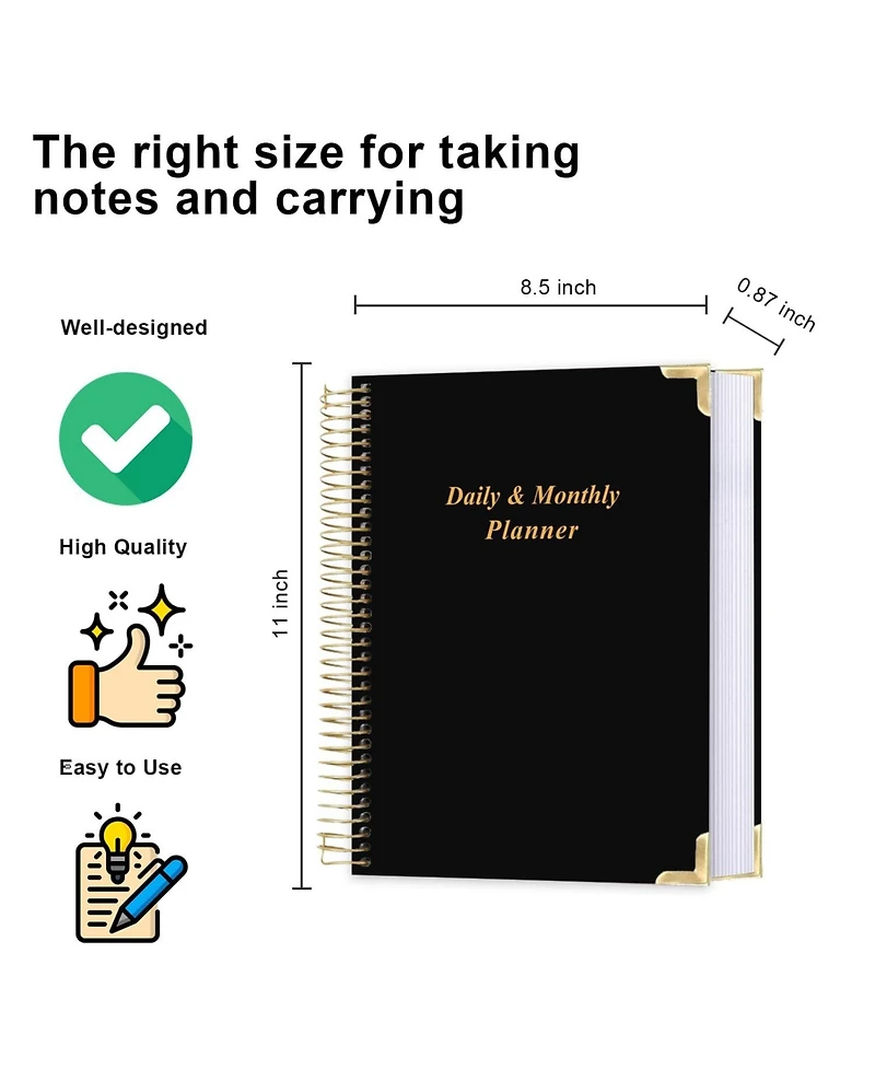 Danrong Undated Daily Planner Hardcover Hourly Schedule To Do Lists Habit Tracker Layflat Binding All One Planning Tool