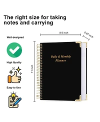 Danrong Undated Daily Planner Hardcover Hourly Schedule To Do Lists Habit Tracker Layflat Binding All One Planning Tool