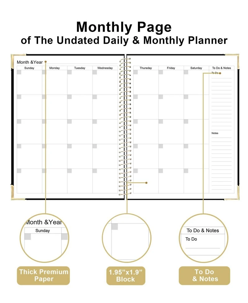 Danrong Undated Daily Planner Hardcover Hourly Schedule To Do Lists Habit Tracker Layflat Binding All One Planning Tool