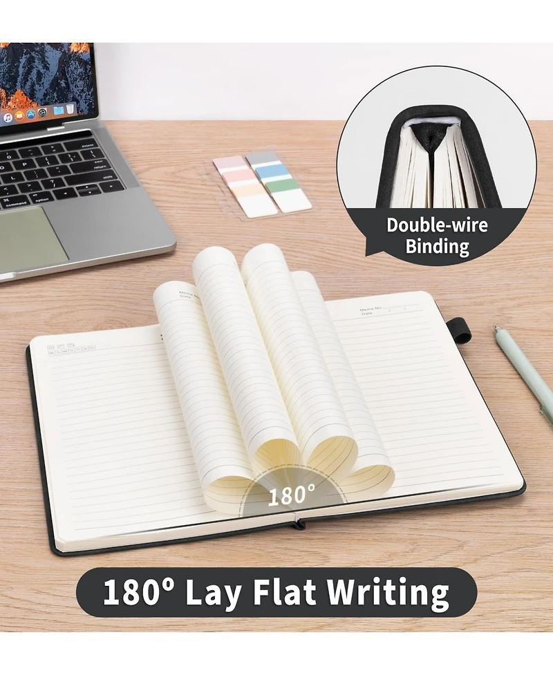Danrong Hardcover Lined Journal Notebook Thick Paper Lay Flat Elastic Closure Ribbon Bookmark