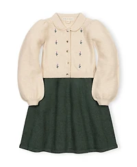 Hope & Henry Toddler Girls and Girls'(2T-5T)Organic Button Front Collared Sweater Dress