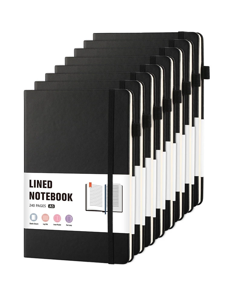 Danrong 4 Pack A5 Leather Journals With Pen Loop Bookmark Inner Pocket Ruled Blank Pages