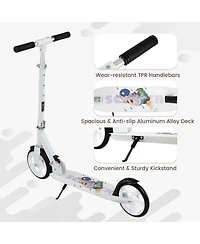 Sugift Folding Aluminum Kick Scooter with Adjustable Height, 220 lb Capacity, Ages 8+