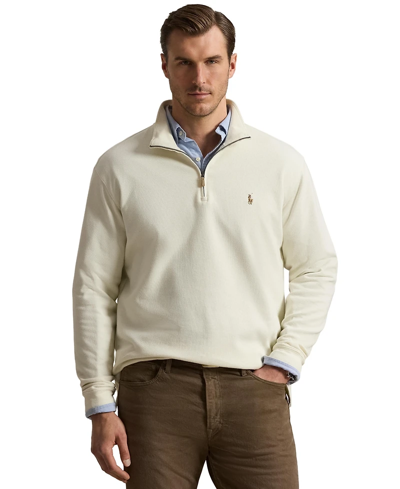Polo Ralph Lauren Men's Big & Tall Estate-Rib Quarter-Zip Pullover Sweater