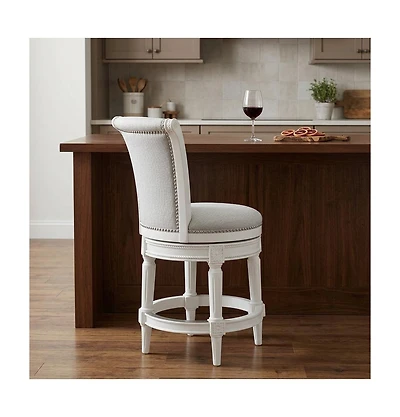 HomeRoots 39" Fabric Counter Height Swivel Bar Chair