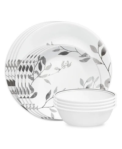 Corelle Boutique Misty Leaves 12 Pc. Dinnerware Set, Service for 4