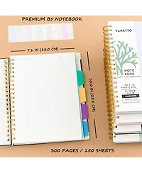 Danrong Hardcover Spiral Notebook College Ruled Lined Paper Thick Pages Elastic Closure Pocket Index Tabs